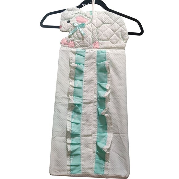 Maipepa Vintage Hanging Diaper Stacker Holder Nursery Quilted Lamb Ruffle Trim - Picture 1 of 8